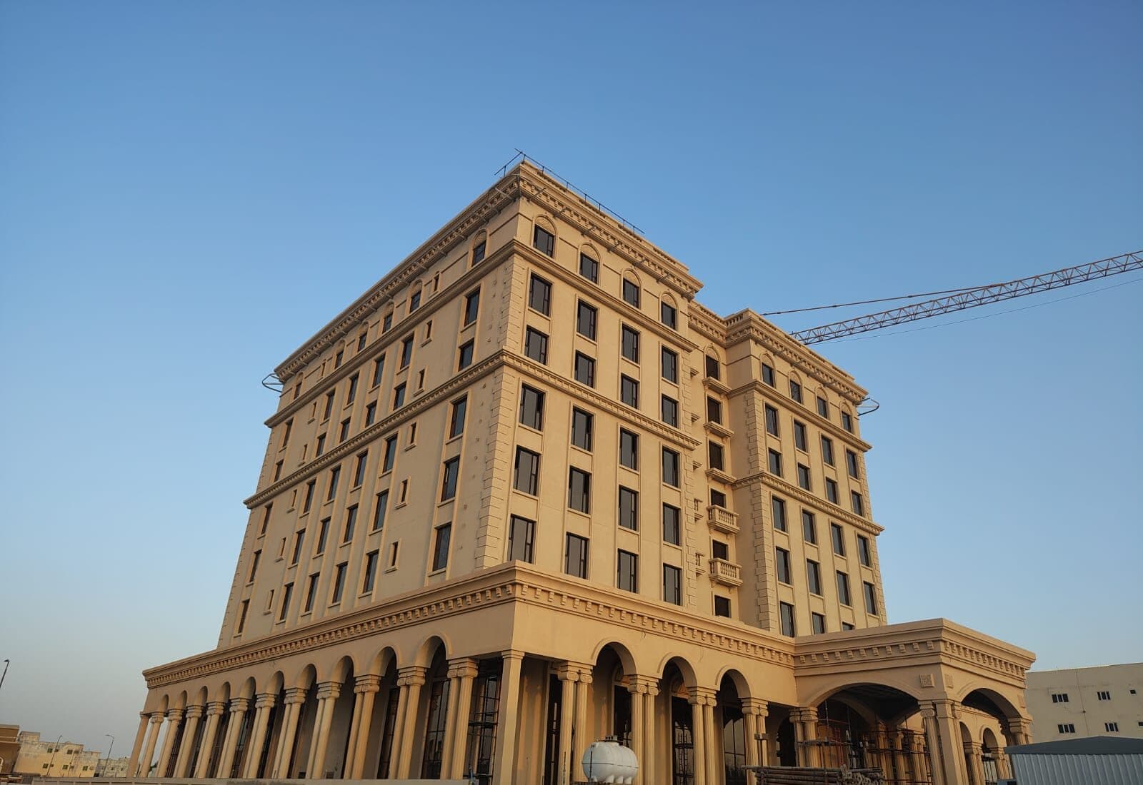 The Hilton Garden Inn, Al Hofuf, on site at golden hour